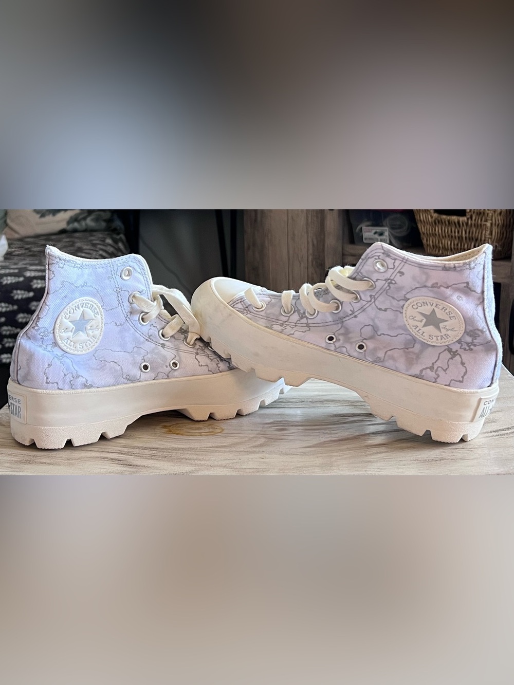 Converse Chuck Taylor All Star Lugged Map Print High Top Sneakers Women 8